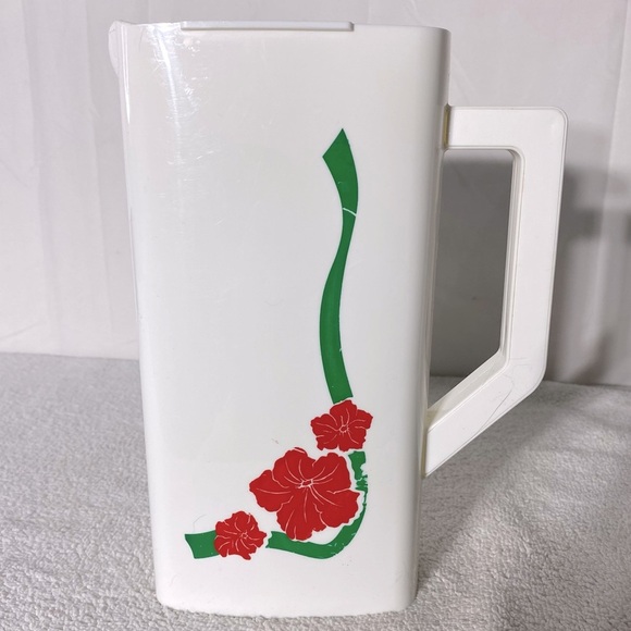 Vintage Totoon White Green Red Plastic Pitcher - Picture 2 of 14